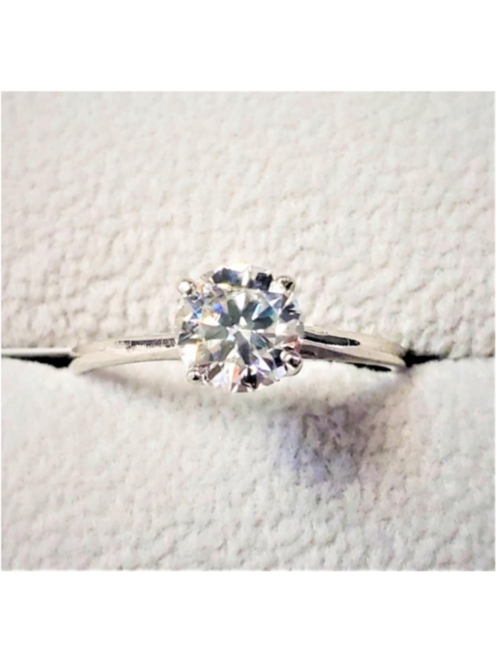 Engagement Ring 10 KT White Gold & Round Moissanite Size 6.5 Retail Value $1030